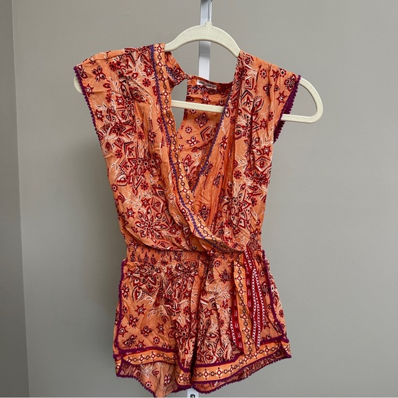 Poupette St. Barth - Kids Anaik Short Jumpsuit - Orange Bijou size S - Picture 2 of 5